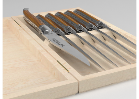 Laguiole steak knives set with gaiac wood handle and stainless steel bolsters image 6