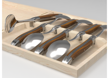Laguiole dessert spoons set with gaiac wood handle and stainless steel bolsters image 2