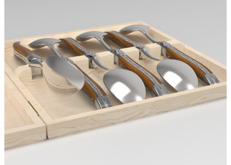 Laguiole dessert spoons set with gaiac wood handle and stainless steel bolsters image 6