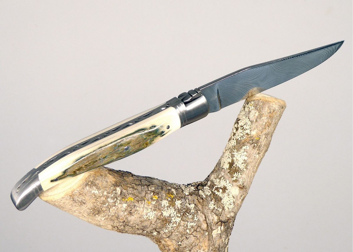 Lame damas - ivoire de Mammouth - Laguiole Collection «Sauvage» - Couteau pliant de prestige - collection sauvage   Manche en Iv