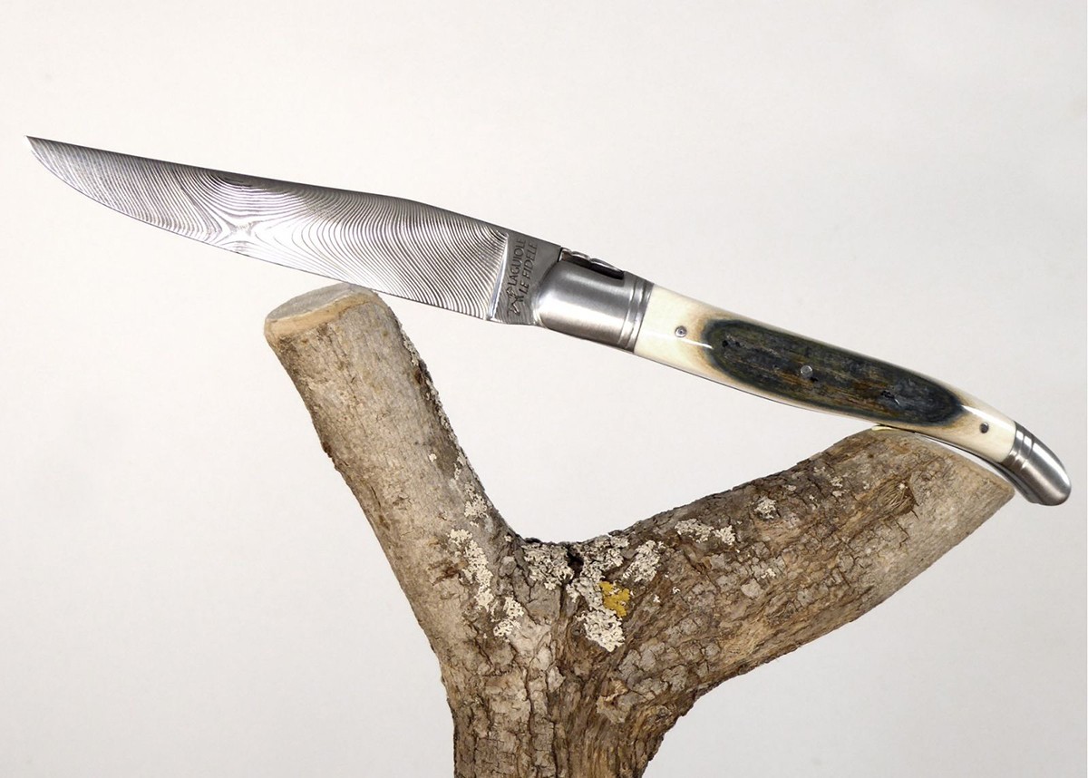 Lame damas - ivoire de Mammouth - Laguiole Collection «Sauvage» - Couteau pliant de prestige - collection sauvage   Manche en Iv