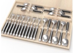 Laguiole cutlery setwith ebony wood handle and stainless steel bolsters image 1