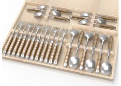 Laguiole cutlery setwith oak wood handle and stainless steel bolsters image 2
