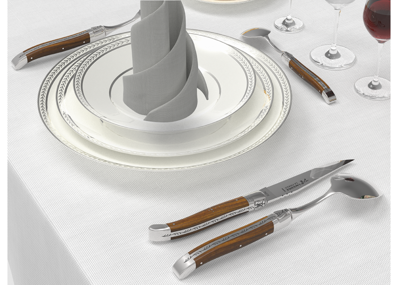 Laguiole steak knives set with gaiac wood handle and stainless steel bolsters image 12