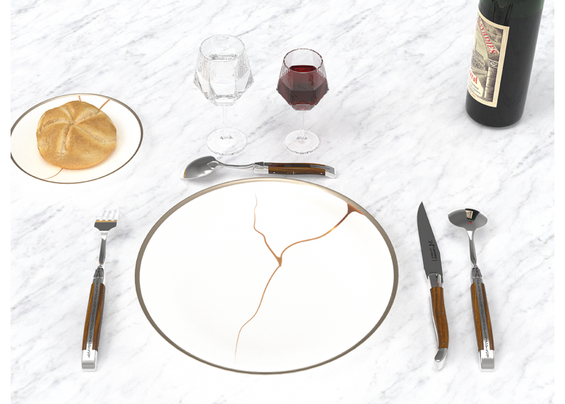 Laguiole dessert spoons set with gaiac wood handle and stainless steel bolsters image 7