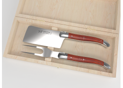 Laguiole cheese service with African padauk wood handle and stainless steel bolsters image 1