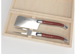Laguiole cheese service with amboyna root wood handle and stainless steel bolsters image 1