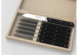 Laguiole steak knives set with ebony wood handle and stainless steel blade image 1