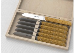 Laguiole steak knives set with oak wood handle and stainless steel blade image 1