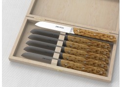 Laguiole steak knives set with birch wood handle and stainless steel blade image 1