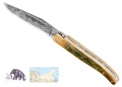 Laguiole knife with Mammoth ivory full handle and Damascus blade image 1