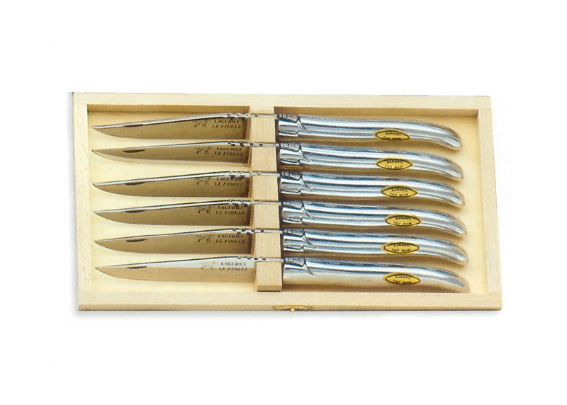 Coffret de 6 couteaux Laguiole avec son manche en Aluminium