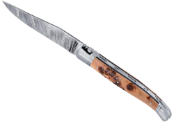 Laguiole Knife with Damascus Blade, Juniper tree Wood handle image 1
