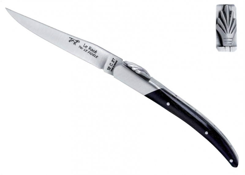 Race knife - ebony wood - French Knife "le Race" - "le Racé" regional knife   Handle made with Ebony Wood 2 stainless steel bols