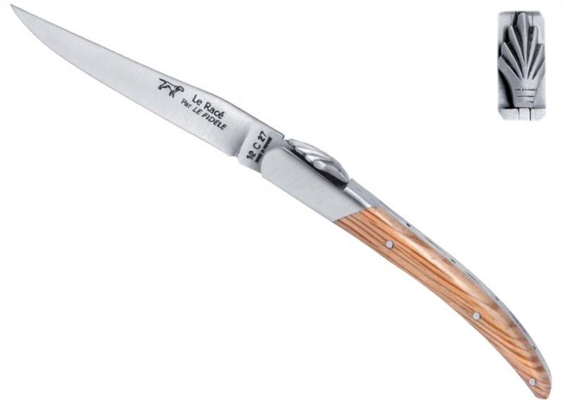 Race knife - oakwood - French Knife "le Race" - "le Racé" regional knife   Handle made with Oak Wood 2 stainless steel bolsters 
