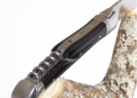 Brown horn - corkscrew - Laguiole Traditional Knives - Laguiole folding knife and corkscrew - Traditional collection   Handle ma
