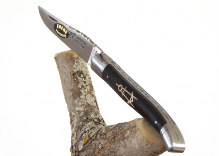 Ebony and maple wood marquetry - Laguiole Traditional Knives - Laguiole folding knife - Traditional collection   Handle made wit