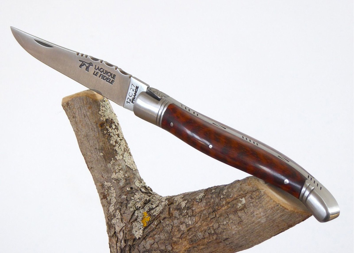 Amourette wood - steel bolster - Rounded Laguiole Knives - Laguiole folding knife - Rounded edition   Handle made with Amourette