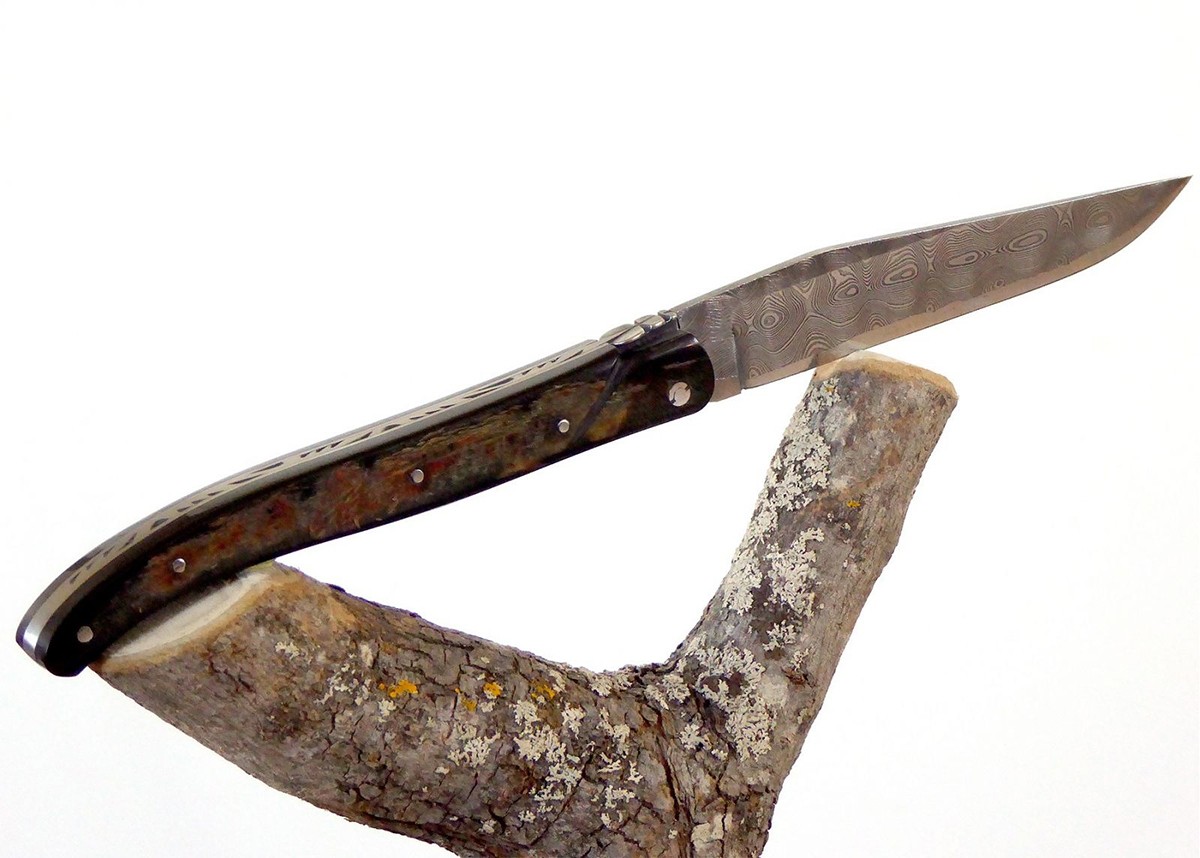 Damascus blade - Buffalo hoen - Laguiole «Savage» Collection - Laguiole folding knife - Savage edition   Handle made with Buffal