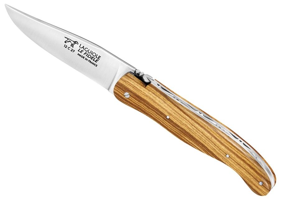 Olive wood - Hunting Knives - Laguiole hunting knife   Handle made with Olive Wood No bolster Classic Spring, Welded Bee Guilloc