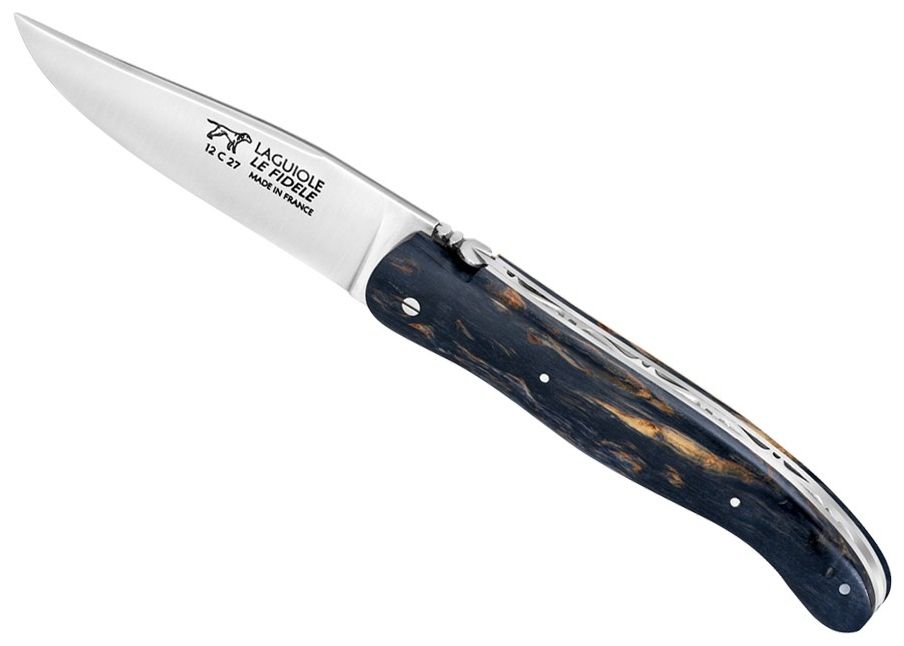 Birch wood dyed dark - Hunting Knives - Laguiole hunting knife   Handle made with Birch Wood No bolster Classic Spring, Welded B