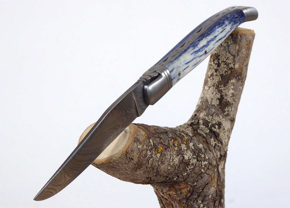 Knife Damascus Inox Blade Bone Colored
