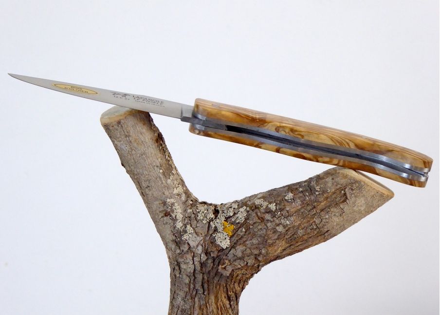 Olive wood - Hunting Knives - Laguiole hunting knife   Handle made with Olive Wood No bolster Classic Spring, Welded Bee Guilloc