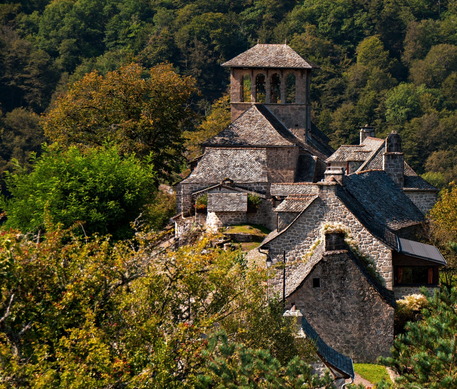 Village of Laguiole on the Aubrac plateau in France